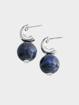 Petite C-curve Earrings | Lapis On Sterling Silver