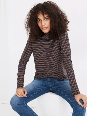 Whisper Cotton Turtleneck In Evie Stripe