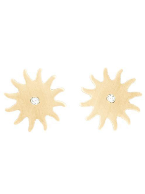 Sun Stud Earrings With Diamond