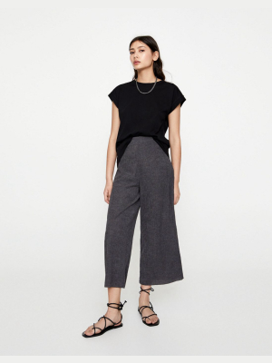 Pull&bear High Waisted Loose Fit Pants In Gray