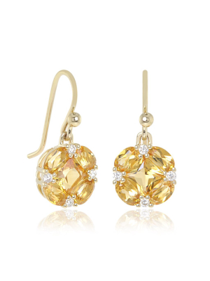 Citrine & Diamond Quadrille Drop Earrings