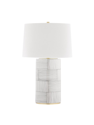 Borneo Aged Brass & Stripe Table Lamp