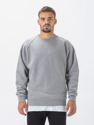 Lowgo Raglan Crew Sweat Dk Grey Marle