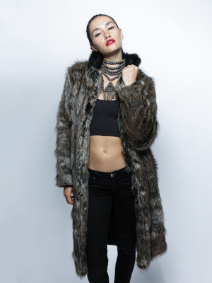 Dire Wolf Faux Fur Calf Length Coat | Women's