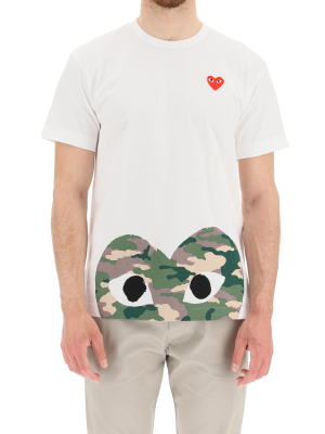 Comme Des Garçons Play Camouflage Heart Print T-shirt