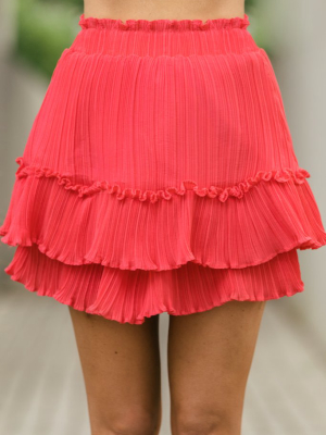 Perfect View Flamingo Pink Ruffled Skirt