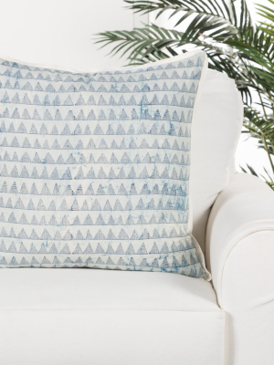 Yonah Handmade Geometric Blue & White Throw Pillow