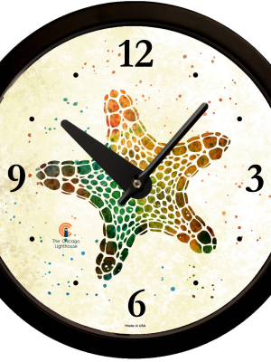 14.5" Artist Series Rich Green Starfish Decorative Clock Black - The Chicago Lighthouse