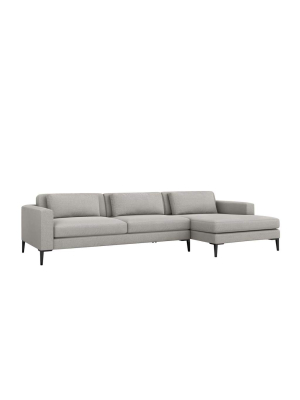 Interlude Home Izzy Right Chaise 2 Piece Sectional - Light Gray