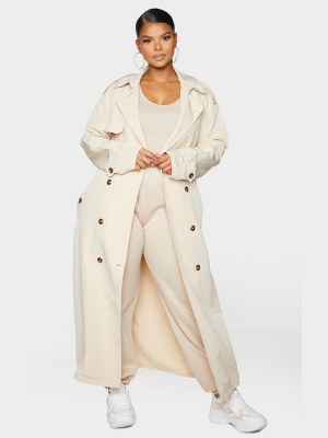 Plus Stone Oversized Button Down Trench Coat