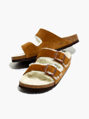 Birkenstock® Suede Arizona Sandals In Shearling