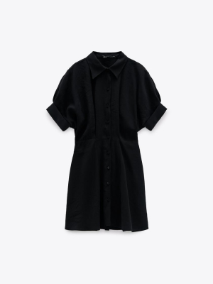 Pleated Shirt Dress Trf