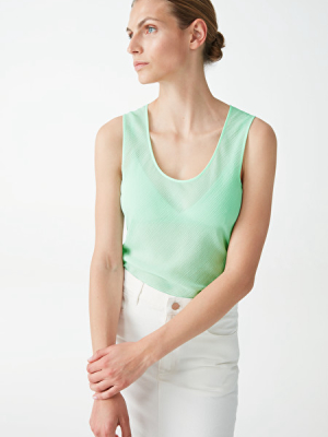 Sleeveless Sheer Cotton-silk Top