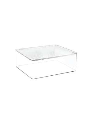 Mdesign Plastic Stackable Kitchen Pantry Food Storage Container, 4 Pack - Clear