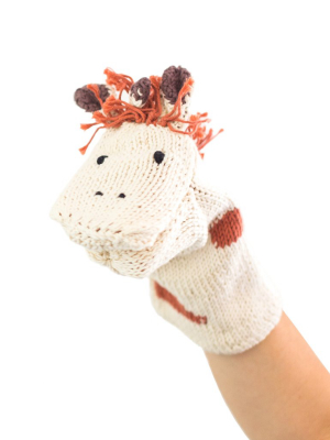 Knitted Hand Puppet - Giraffe