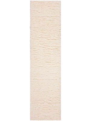 Flokati Shag Ivory Runner Rug