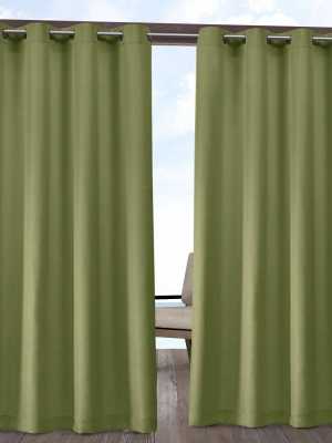 Set Of 2 120"x54" Solid Cabana Grommet Top Light Filtering Curtain Panels Green - Exclusive Home