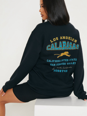 Black Calabasas Print Oversized Sweater