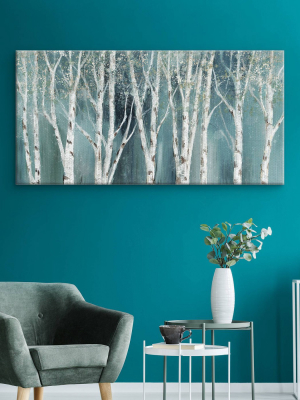 24" X 48" Birch On Blue Soft By Nan Art On Canvas - Fine Art Canvas