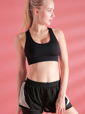 Breathable Cutout Mesh Racerback Sports Bra