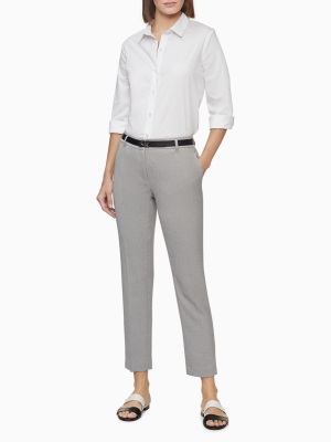 Slim Fit Twill Belted Ankle Pants