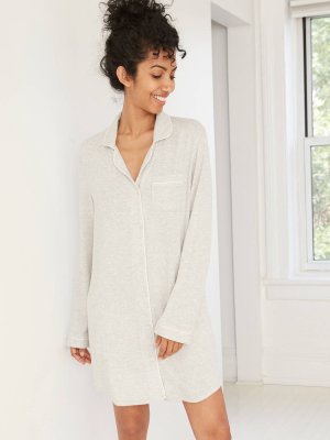 Women's Perfectly Cozy Long Sleeve Notch Collar Nightgown - Stars Above™ Gray