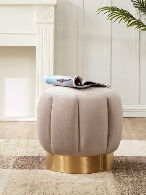 Ll Couture Maxine Channel Tufted Ottoman - Pale Taupe