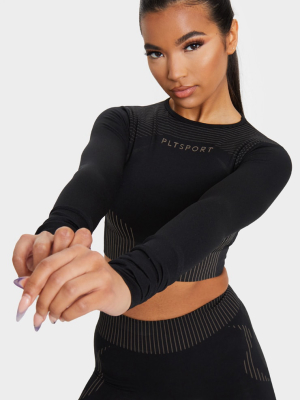 Prettylittlething Black Seamless Contour Long...