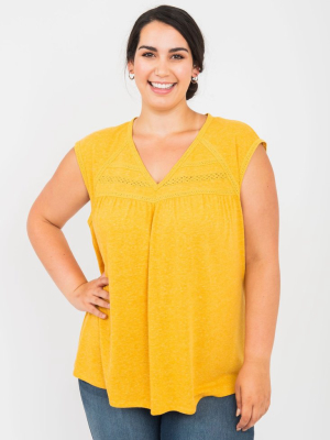 Madelyn Yellow V-neck Blouse (plus Size)