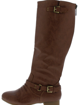 Coco1 Tan Dual Buckle Strap Knee High Boot