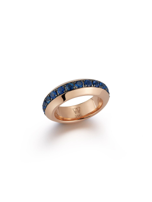 Grant 18k Rose Gold And Blue Sapphire Angled Band Ring