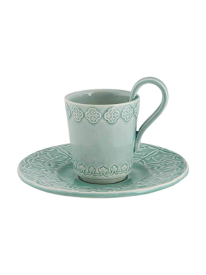 Bordallo Pinheiro Rua Nova Blue Espresso Cup & Saucer