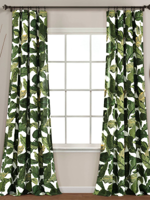 Set Of 2 (84"x52") Tropical Paradise Light Filtering Window Curtain Panels Green - Lush Décor