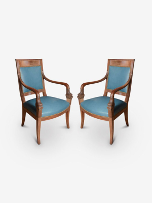 Mid Century Directoire Chairs In Mahogany