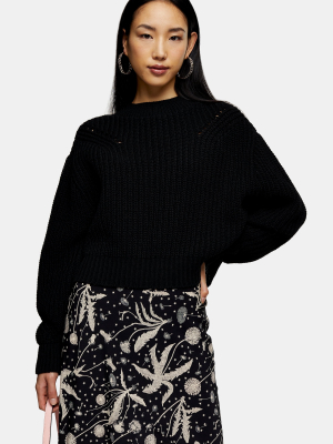 Black Balloon Sleeve Sweater