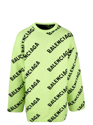 Balenciaga Allover Logo Knitted Sweater