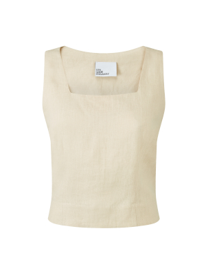 Charlotte Sand Linen Top