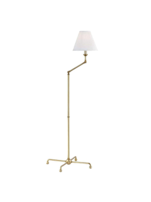 Classic No.1 1 Light Adjustable Floor Lamp Aged Brass