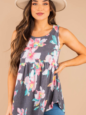 What A Lovely Life Navy Blue Floral Tank