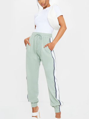 Dusty Mint Multi Side Stripe Joggers