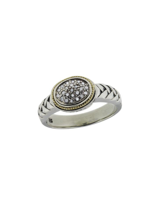 Effy 925 S. Silver & 18k Gold Diamond Ring, .11 Tcw