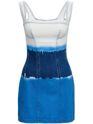 Alberta Ferretti Tie Dye Denim Mini Dress