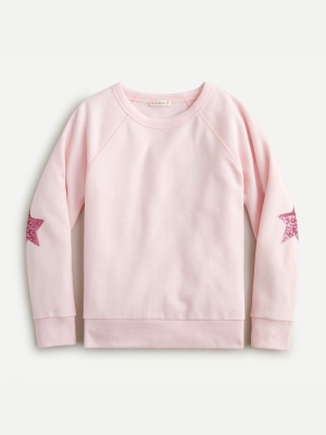 Girls' Crewneck Sweatshirt With Sequin Elbow Patches