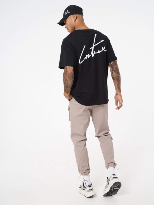 Signature Puff Print Relaxed Fit T Shirt- Black