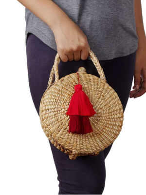 Water Hyacinth Tassel Clutch