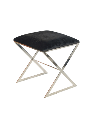 X Side Table Nickel And Black