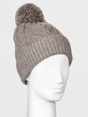 Women's Cable Knit Pom Beanie - Universal Thread™ One Size