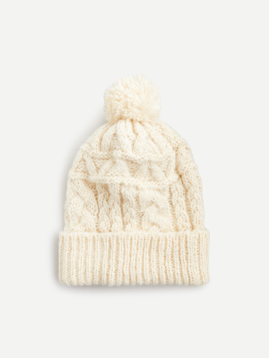 Cable-knit Pointelle Pom-pom Beanie