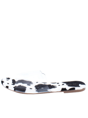 Cancun2 Cow Lucite Open Toe Flat Slide Sandal