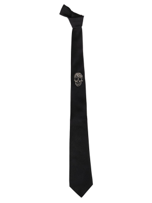 Alexander Mcqueen Skull Embellished Tie